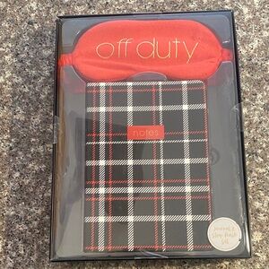 Plaid Journal and Sleep Mask Set - Red and Black